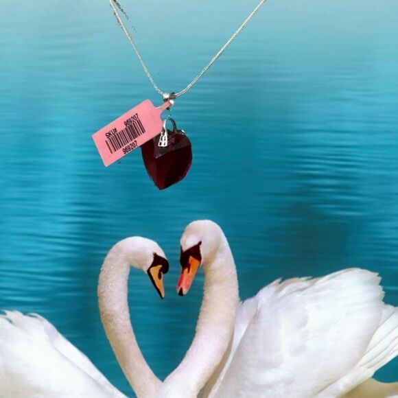 Sweetheart Sterling Earring Necklace Set - Picture 3 of 5